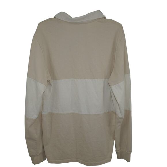 Yale University Beige White Rugby Shirt Long Sleeve Collegiate Polo Size L - Picture 4 of 5